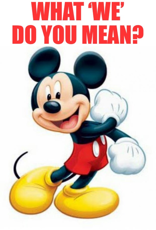 mickey mouse  | WHAT ‘WE’ DO YOU MEAN? | image tagged in mickey mouse | made w/ Imgflip meme maker