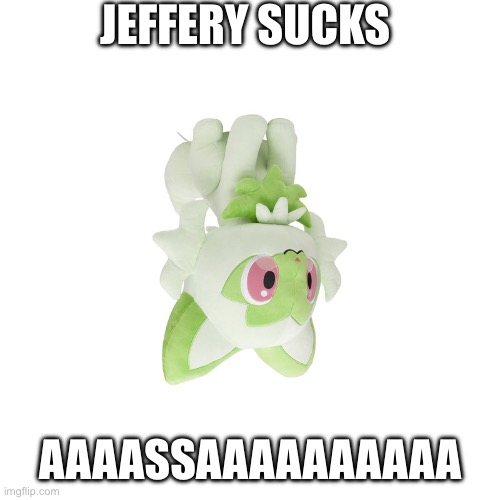 Sprigatito Plush | JEFFERY SUCKS; AAAASSAAAAAAAAAA | image tagged in sprigatito plush | made w/ Imgflip meme maker