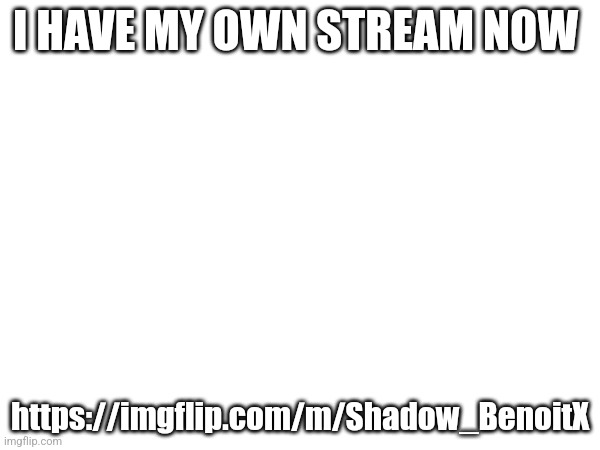 I HAVE MY OWN STREAM NOW; https://imgflip.com/m/Shadow_BenoitX | made w/ Imgflip meme maker