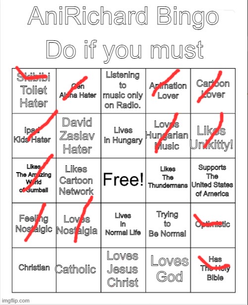 AniRichard Bingo | image tagged in anirichard bingo | made w/ Imgflip meme maker