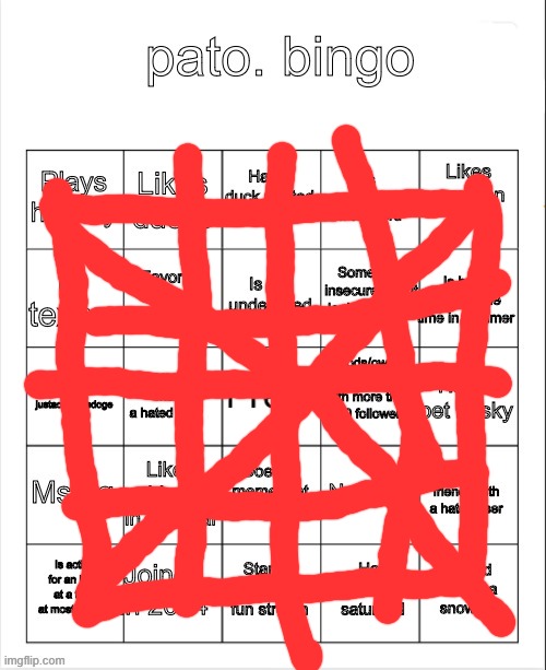 i am so good at bingos! | image tagged in pato bingo | made w/ Imgflip meme maker