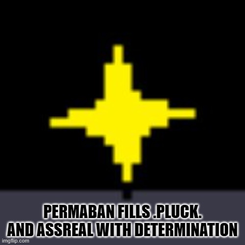 X Fills You With Determination | PERMABAN FILLS .PLUCK. AND ASSREAL WITH DETERMINATION | image tagged in x fills you with determination | made w/ Imgflip meme maker