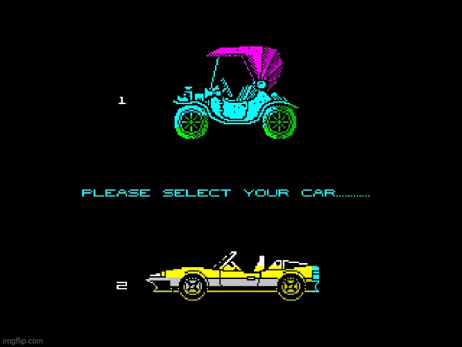 Car select ZX Spectrum | image tagged in car select | made w/ Imgflip meme maker