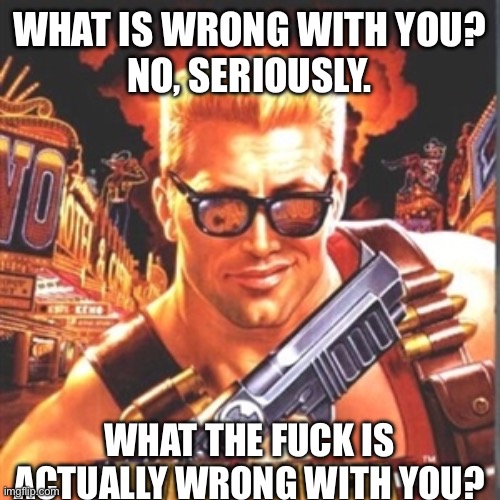 High Quality Duke Nukem what is wrong with you Blank Meme Template