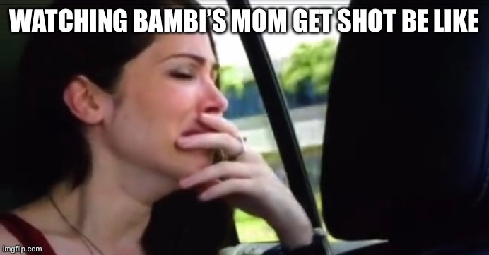 Crying Catherine | WATCHING BAMBI’S MOM GET SHOT BE LIKE | image tagged in crying catherine,bambi,disney,sad,tears,depressing | made w/ Imgflip meme maker