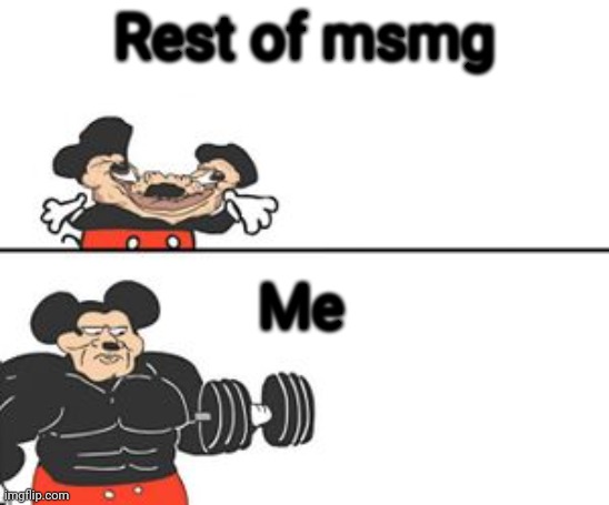 Buff Mokey | Rest of msmg; Me | image tagged in buff mokey | made w/ Imgflip meme maker