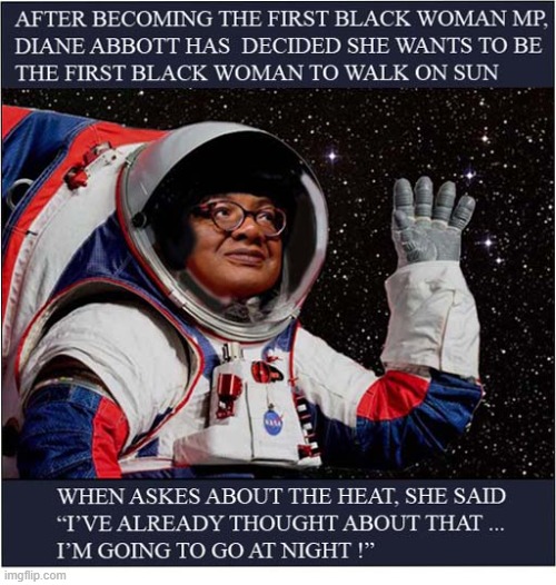 Diane 'Astronut' Abbott ! | image tagged in diane abbott,uk,politician,astronaut,stupid,politics | made w/ Imgflip meme maker