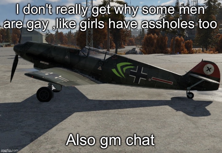 Nvidia plane | I don't really get why some men are gay ,like girls have assholes too; Also gm chat | image tagged in nvidia plane | made w/ Imgflip meme maker