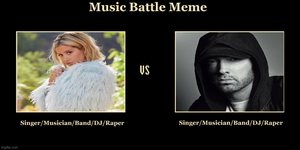 Ashley Tisdale vs Eminem | image tagged in blonde,girl,music,eminem,pretty girl,beautiful girl | made w/ Imgflip meme maker