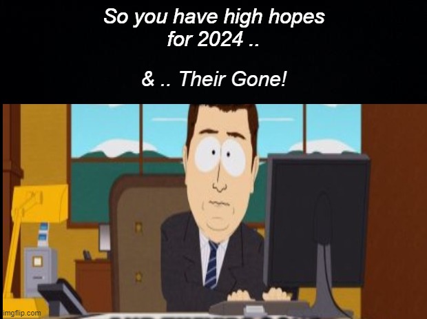 That was Quick .. | So you have high hopes
for 2024 .. & .. Their Gone! | image tagged in in,and,out | made w/ Imgflip meme maker