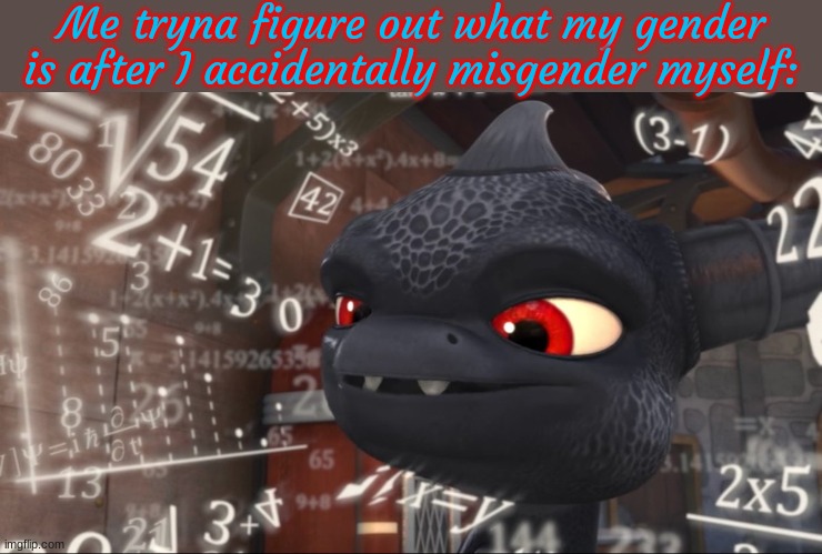 Skylanders Overthinking | Me tryna figure out what my gender is after I accidentally misgender myself: | image tagged in skylanders overthinking | made w/ Imgflip meme maker