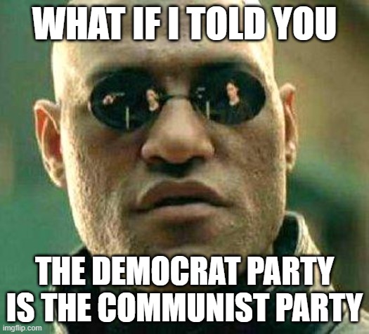 What if i told you | WHAT IF I TOLD YOU; THE DEMOCRAT PARTY IS THE COMMUNIST PARTY | image tagged in what if i told you | made w/ Imgflip meme maker