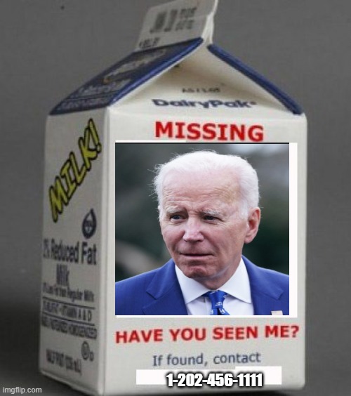 Milk carton | 1-202-456-1111 | image tagged in milk carton | made w/ Imgflip meme maker