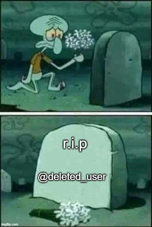 discord rip deleted user | r.i.p; @deleted_user | image tagged in grave spongebob | made w/ Imgflip meme maker