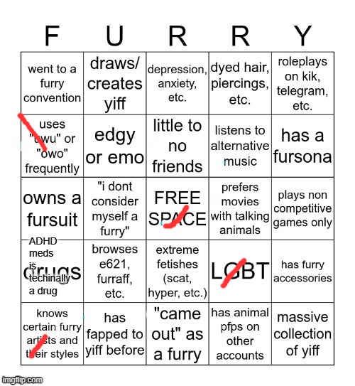 Furry Bingo V2 | ADHD meds is techinally a drug | image tagged in furry bingo v2 | made w/ Imgflip meme maker