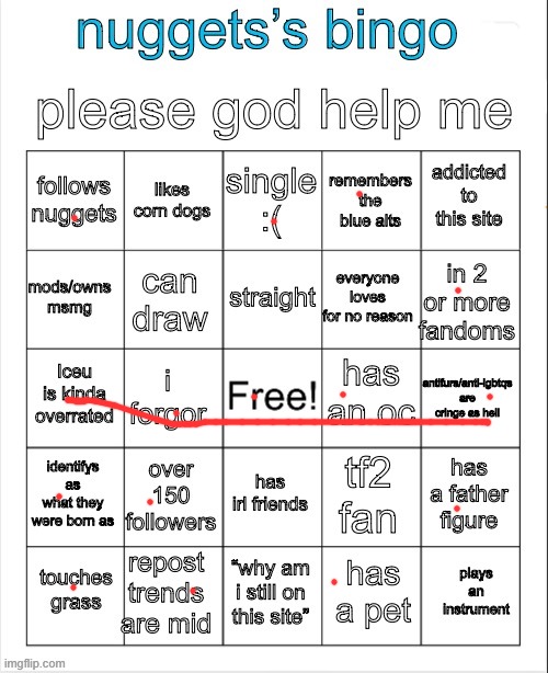 nuggets’s bingo | image tagged in nuggets s bingo | made w/ Imgflip meme maker