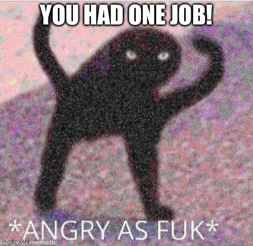 ANGRY AS FUK | YOU HAD ONE JOB! | image tagged in angry as fuk | made w/ Imgflip meme maker