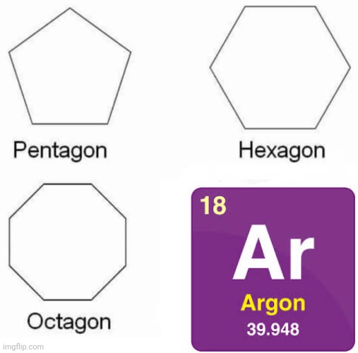 Argon | image tagged in memes,pentagon hexagon octagon | made w/ Imgflip meme maker