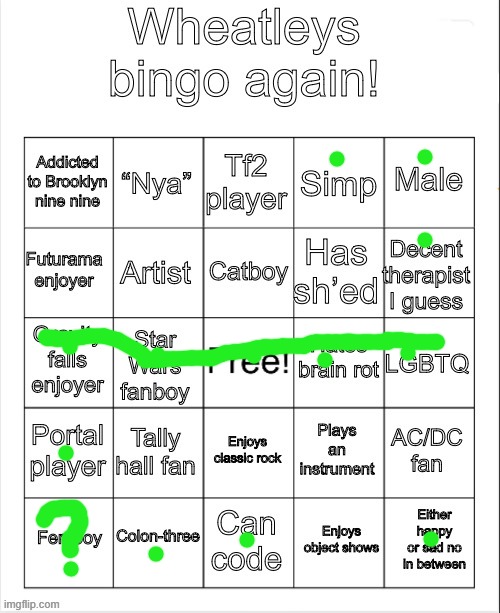 Wheatleys bingo again | image tagged in wheatleys bingo again | made w/ Imgflip meme maker