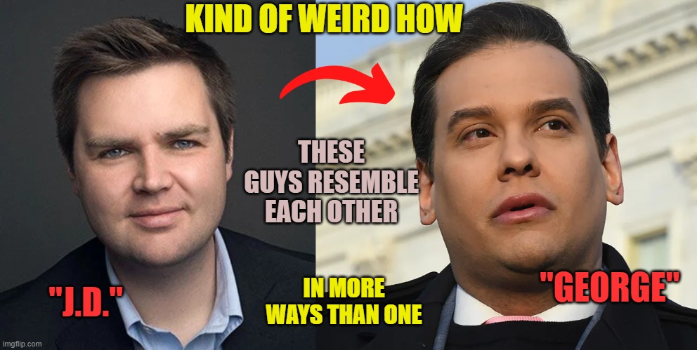 KIND OF WEIRD HOW; THESE GUYS RESEMBLE EACH OTHER; "GEORGE"; IN MORE WAYS THAN ONE; "J.D." | image tagged in jd vance | made w/ Imgflip meme maker