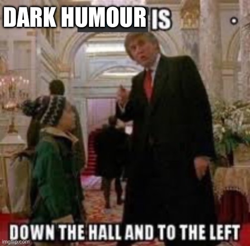 Fun is down the hall and to the left | DARK HUMOUR | image tagged in fun is down the hall and to the left | made w/ Imgflip meme maker