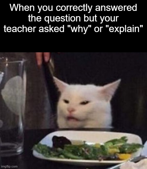 Why do I need to fricking explain this easy ahh question. | When you correctly answered the question but your teacher asked "why" or "explain" | image tagged in memes,relatable | made w/ Imgflip meme maker