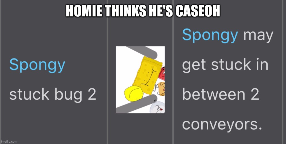 By homie I mean Spongy | HOMIE THINKS HE'S CASEOH | made w/ Imgflip meme maker