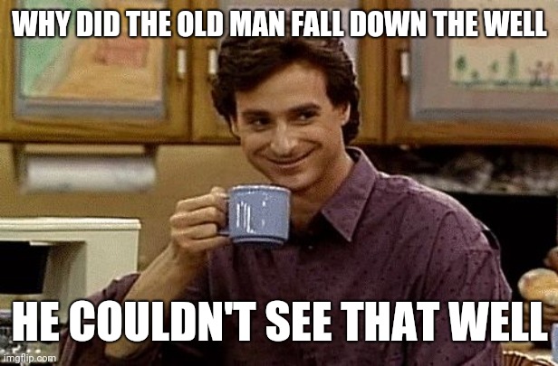 Get it? | WHY DID THE OLD MAN FALL DOWN THE WELL; HE COULDN'T SEE THAT WELL | image tagged in dad joke,dad jokes,dad joke meme,memes | made w/ Imgflip meme maker