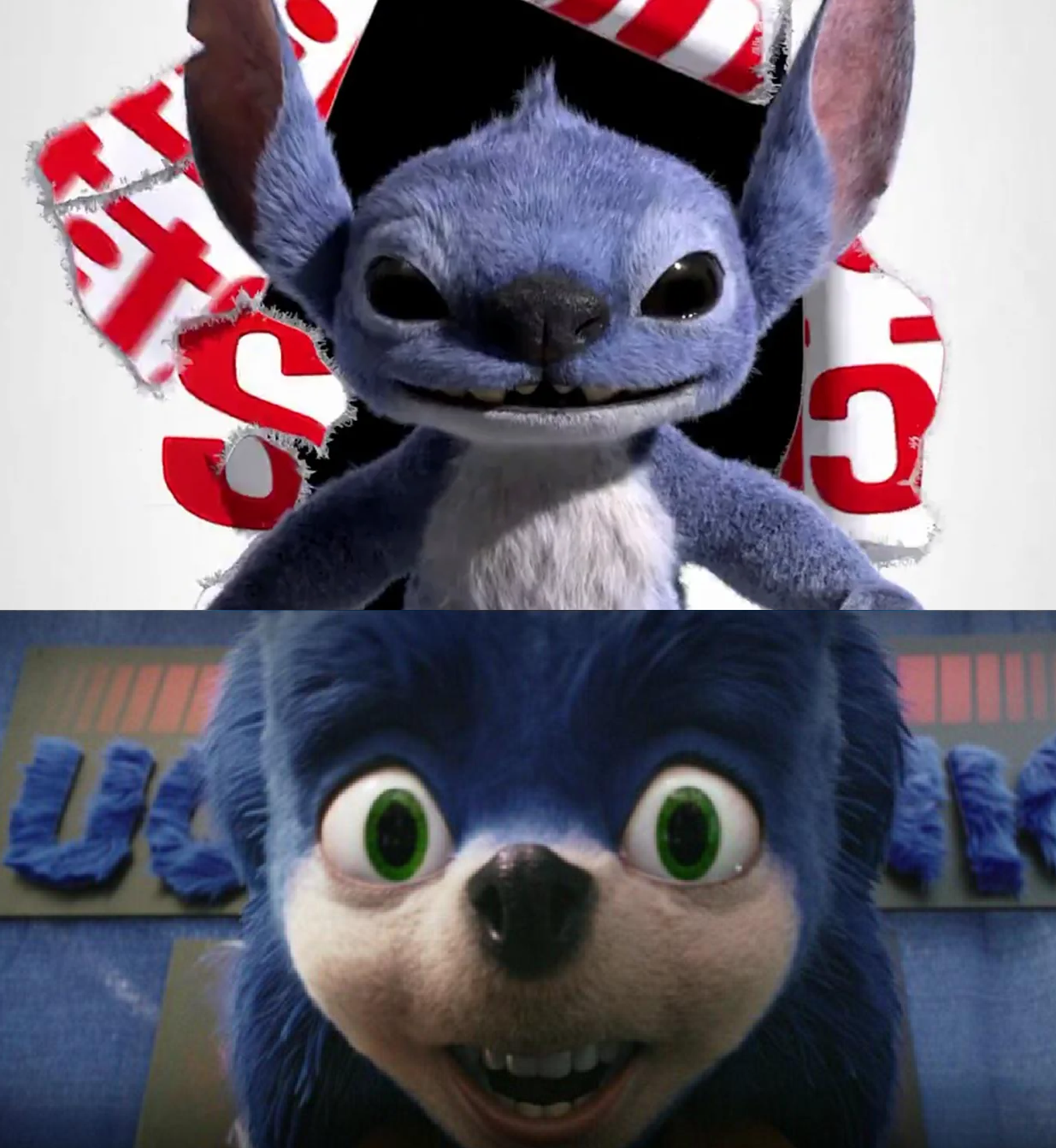 stitch and sonic Blank Meme Template