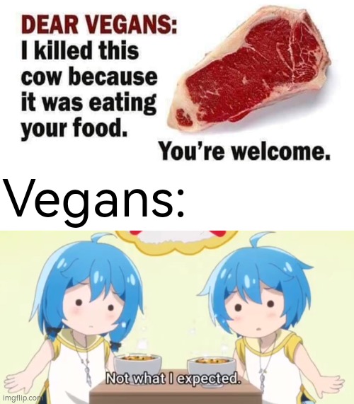 They love me... I guess. :) | Vegans: | image tagged in vegans,funny | made w/ Imgflip meme maker