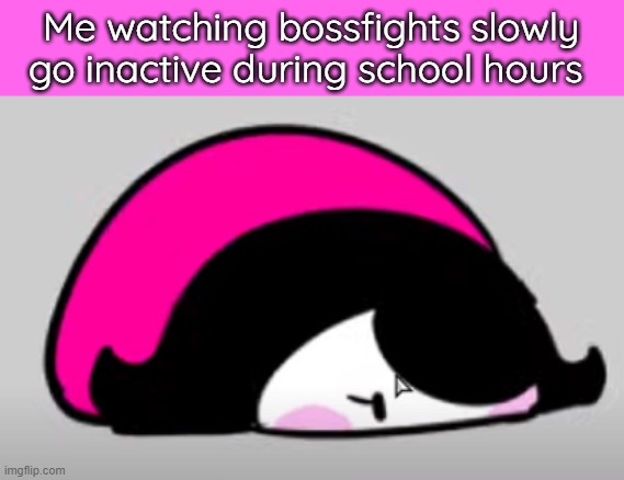 squam | Me watching bossfights slowly go inactive during school hours | image tagged in squam | made w/ Imgflip meme maker