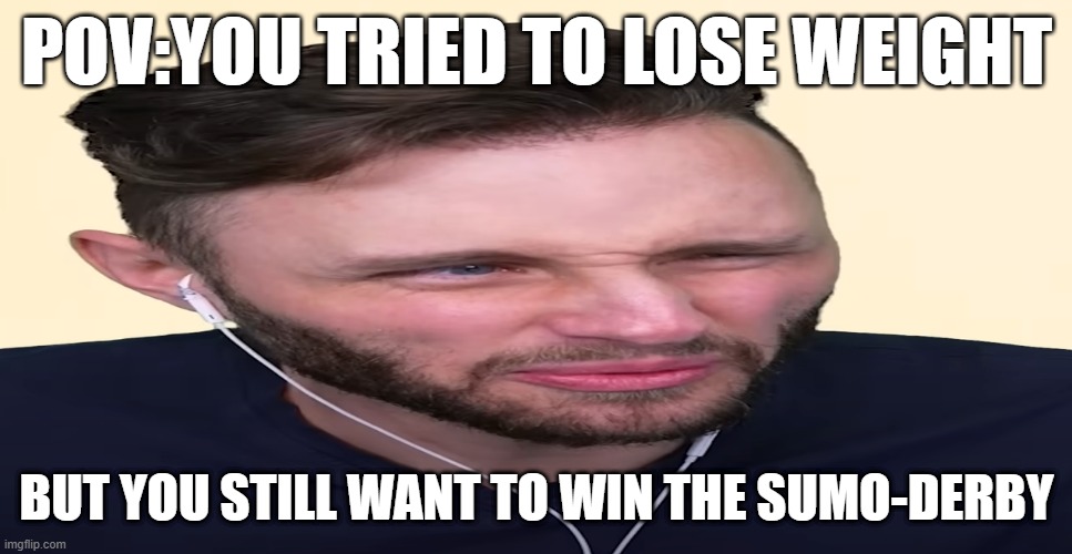 Ssundee HUH | POV:YOU TRIED TO LOSE WEIGHT; BUT YOU STILL WANT TO WIN THE SUMO-DERBY | image tagged in ssundee huh | made w/ Imgflip meme maker