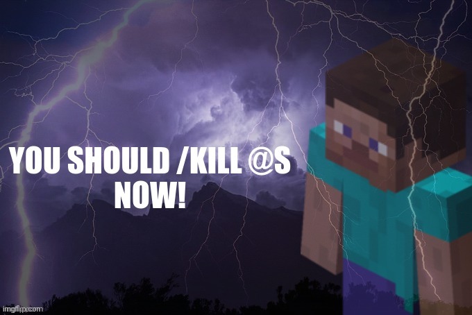 you should /kill @s now | image tagged in you should /kill s now | made w/ Imgflip meme maker