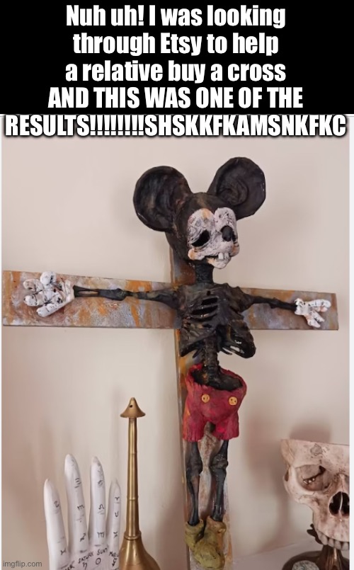 F*CK THIS SH*T I’M NEVER SHOPPING IN ETSY AGAIN | Nuh uh! I was looking through Etsy to help a relative buy a cross AND THIS WAS ONE OF THE RESULTS!!!!!!!!SHSKKFKAMSNKFKC | image tagged in irreligious,intentionally,sacriligious,hate,evil,crucifix | made w/ Imgflip meme maker