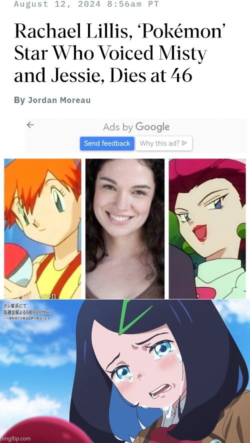 She died by Breast cancer. :( | image tagged in voice actor,rip,sad | made w/ Imgflip meme maker