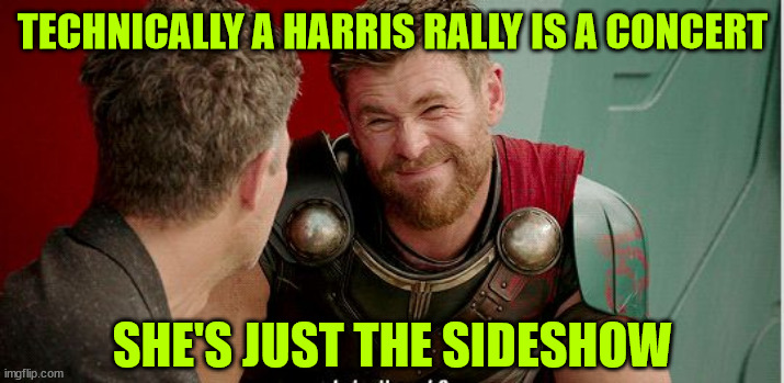 MSM gaslighting their faithful cult... Harris is "popular" | TECHNICALLY A HARRIS RALLY IS A CONCERT; SHE'S JUST THE SIDESHOW | image tagged in msm,gaslighting,worst vp in us history,is now popular | made w/ Imgflip meme maker