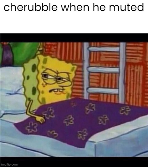 msm meme | cherubble when he muted | image tagged in spongebob waking up | made w/ Imgflip meme maker