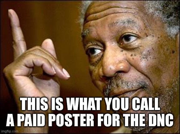 This Morgan Freeman | THIS IS WHAT YOU CALL A PAID POSTER FOR THE DNC | image tagged in this morgan freeman | made w/ Imgflip meme maker