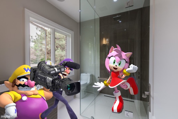 Wario and Waluigi dies by Amy rose beating them up while filming her in the shower | image tagged in shower glass installation,wario dies,waluigi,amy rose,sonic the hedgehog,crossover | made w/ Imgflip meme maker