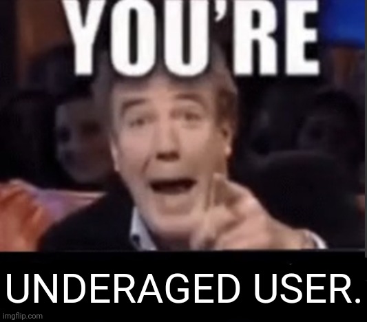 You're X (Blank) | UNDERAGED USER. | image tagged in you're x blank | made w/ Imgflip meme maker