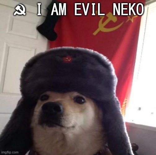 Russian Doge | ☭ I AM EVIL NEKO | image tagged in russian doge | made w/ Imgflip meme maker