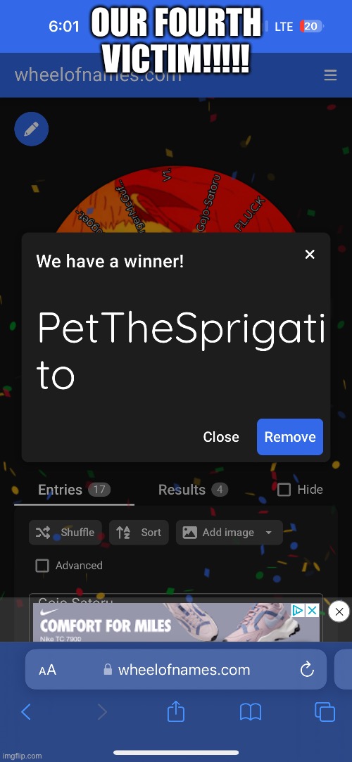 16 players remaining. | OUR FOURTH VICTIM!!!!! | made w/ Imgflip meme maker