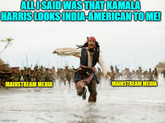 Some things are verbotton in leftist NAZI America, yes? | ALL I SAID WAS THAT KAMALA HARRIS LOOKS INDIA-AMERICAN TO ME! MAINSTREAM MEDIA; MAINSTREAM MEDIA | image tagged in all i said was | made w/ Imgflip meme maker