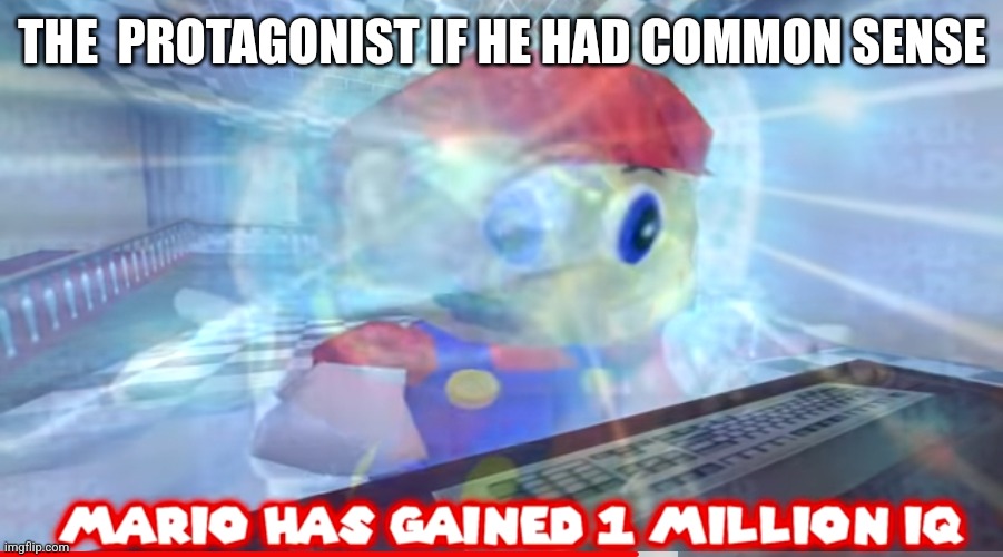 Mario has gained 1 million IQ | THE  PROTAGONIST IF HE HAD COMMON SENSE | image tagged in mario has gained 1 million iq | made w/ Imgflip meme maker