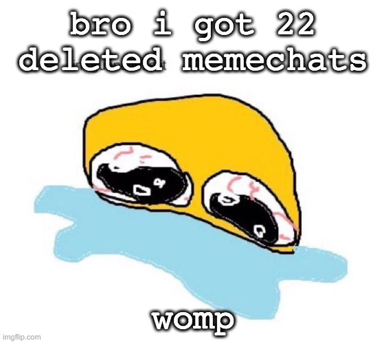 im gunna lose it | bro i got 22 deleted memechats; womp | image tagged in im gunna lose it | made w/ Imgflip meme maker