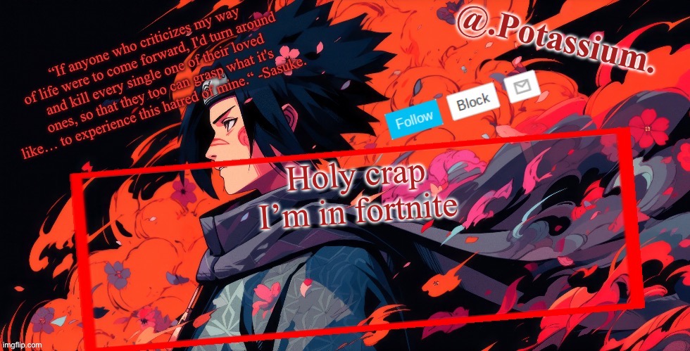 Bro fucking cooked | Holy crap I’m in Fortnite | image tagged in potassium announcement temp | made w/ Imgflip meme maker