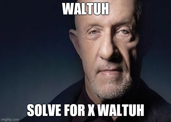 Waltuh | WALTUH SOLVE FOR X WALTUH | image tagged in waltuh | made w/ Imgflip meme maker