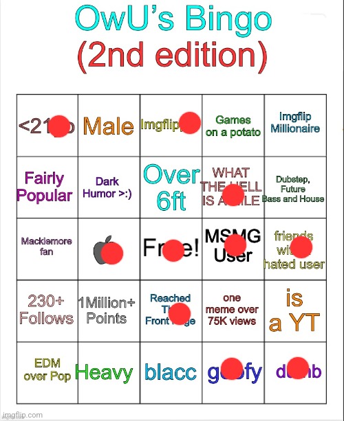 OwU’s bingo | image tagged in owu s bingo | made w/ Imgflip meme maker