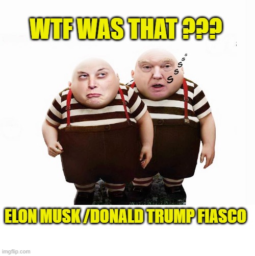 Mr. Charisma Interviews Mr. Articulate.... | WTF WAS THAT ??? ELON MUSK /DONALD TRUMP FIASCO | image tagged in donald trump the clown,donald trump memes,elon,clown car republicans,political meme | made w/ Imgflip meme maker