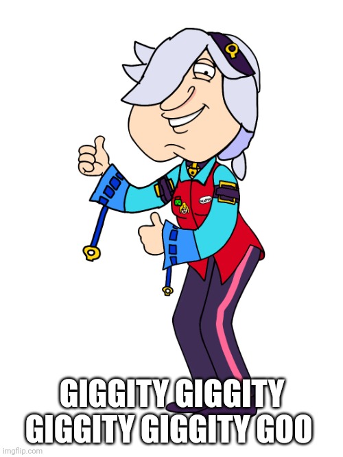 Giggity Colette | GIGGITY GIGGITY GIGGITY GIGGITY GOO | image tagged in quagmire as colette,colette,family guy,brawl stars,quagmire,memes | made w/ Imgflip meme maker